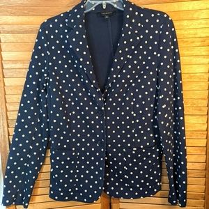Talbot's stretch blazer, navy 💙 blue with white polka dots.